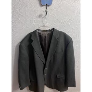Stafford Men's Blazer Two Button Brown Poly Wool Blend Size 56R Charcoal Gray